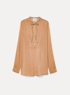 cotton silk voile shirt velvet bow-tie