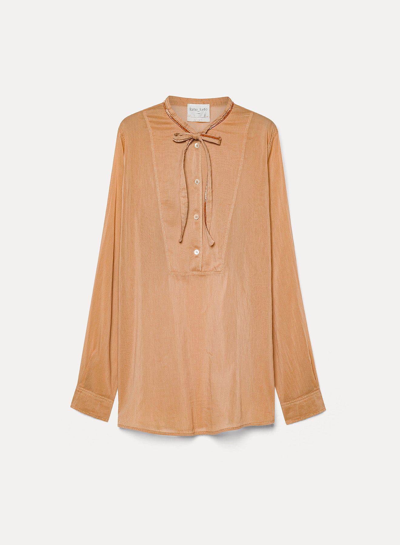 cotton silk voile shirt velvet bow-tie