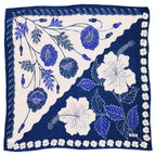 Full Hand Drawn Batik Tulis Bandana Authentic, 21", 100% Soft Cotton, Hibiscus Poppy Flowers , Pagi Sore