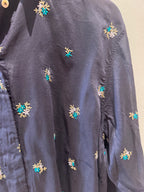 forte_forte Petite Fleurs Embroidery Voile Oversized Longsleeve Shirt