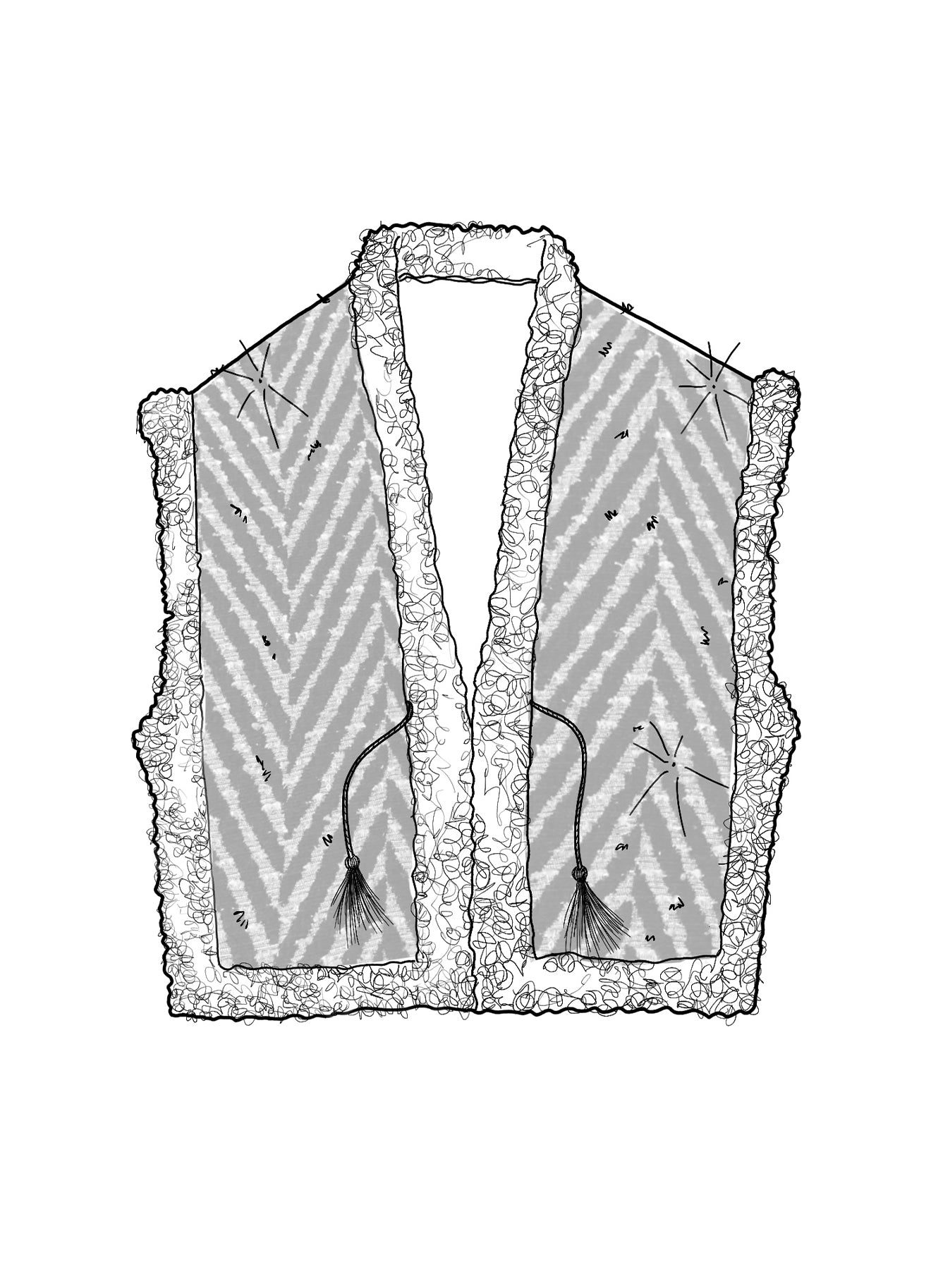 chevron jacquard mix knit vest