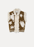 "the lotus"chenille jacquard vest eco fur details