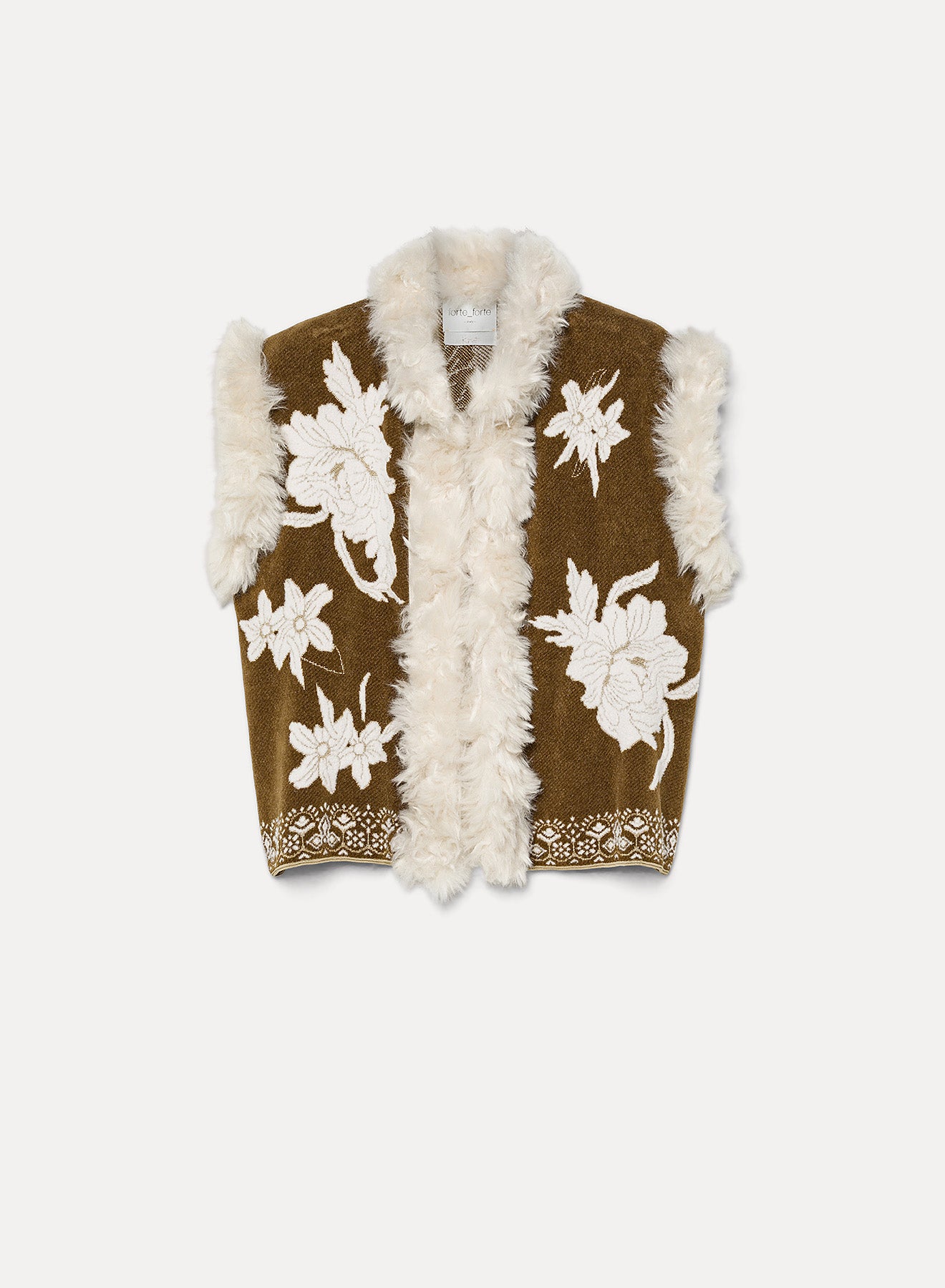 "the lotus"chenille jacquard vest eco fur details