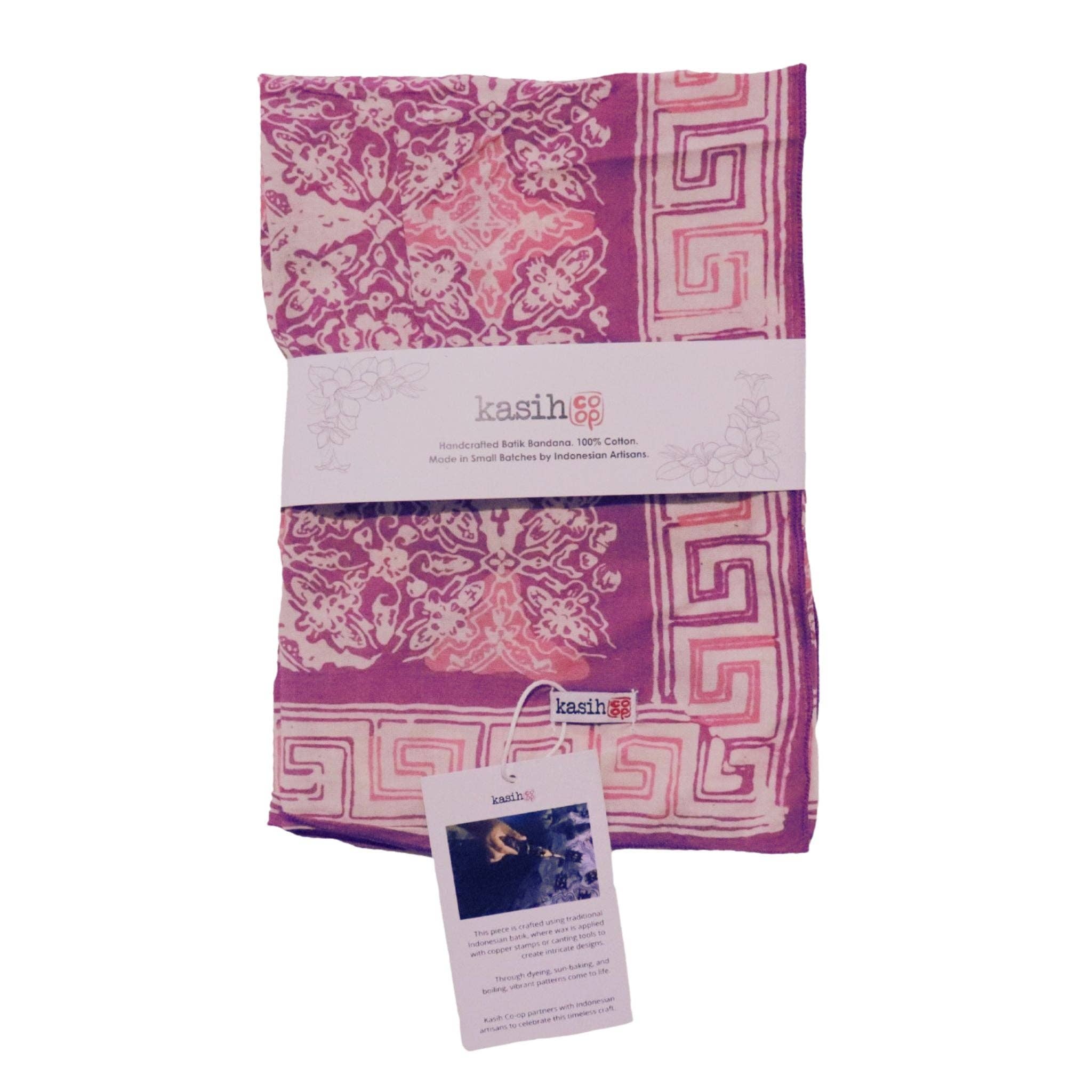 Kasih Large 39" Hand Dyed Batik Bandana, 100% Soft Cotton
