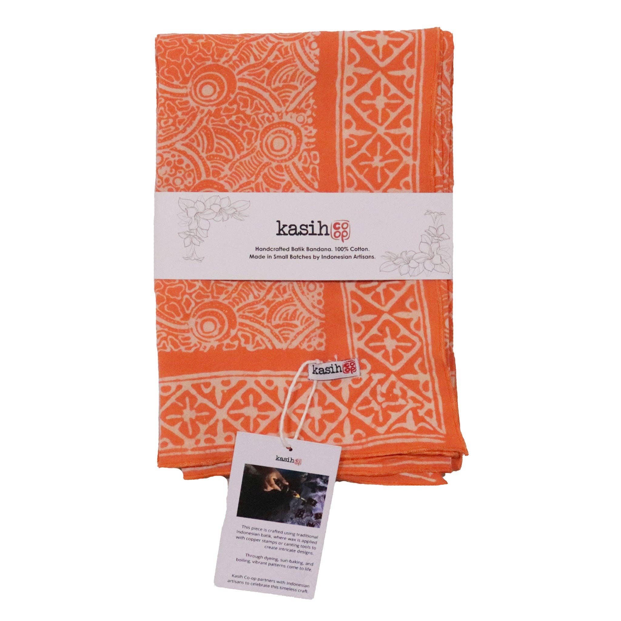 Kasih Large 39" Hand Dyed Batik Bandana, 100% Soft Cotton