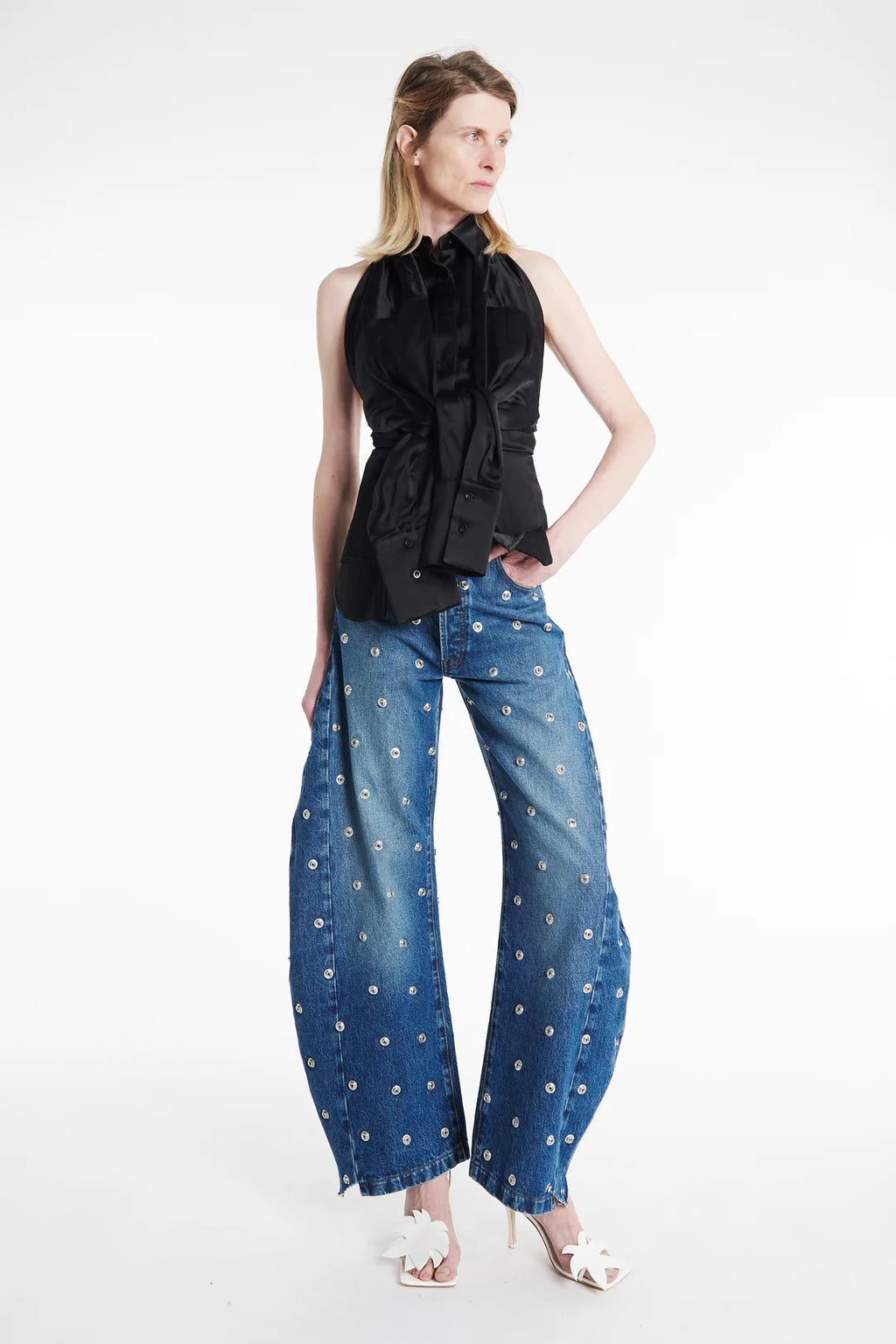 AWAKE MODE Studded Organic Jeans￼