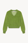 CB397-77 - CROPPED V-NECK SWEATSHIRT