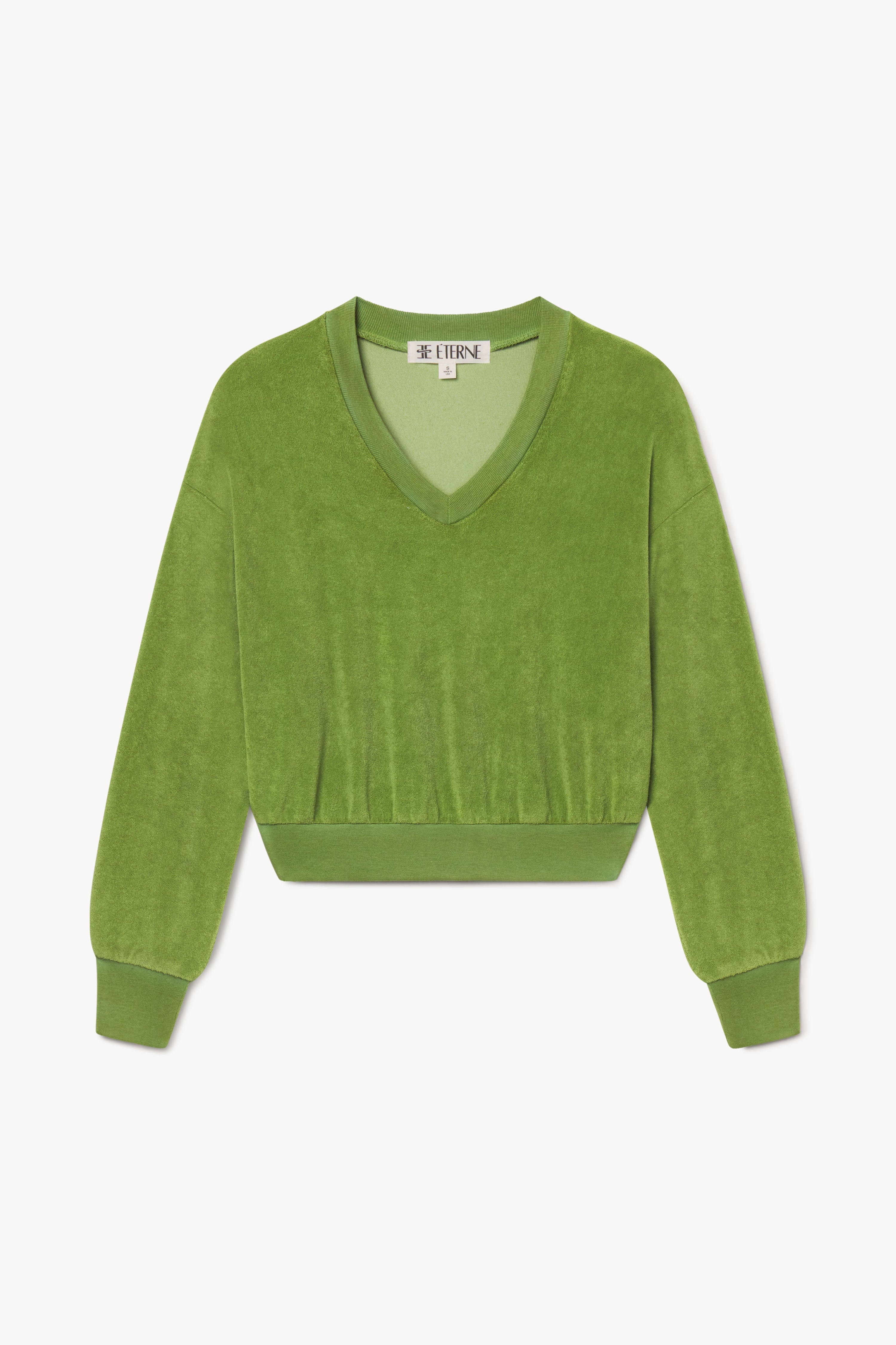 CB397-77 - CROPPED V-NECK SWEATSHIRT