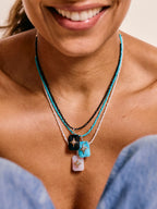 Kate Collins Emerald Cut Starburst Pendant Pink Opal