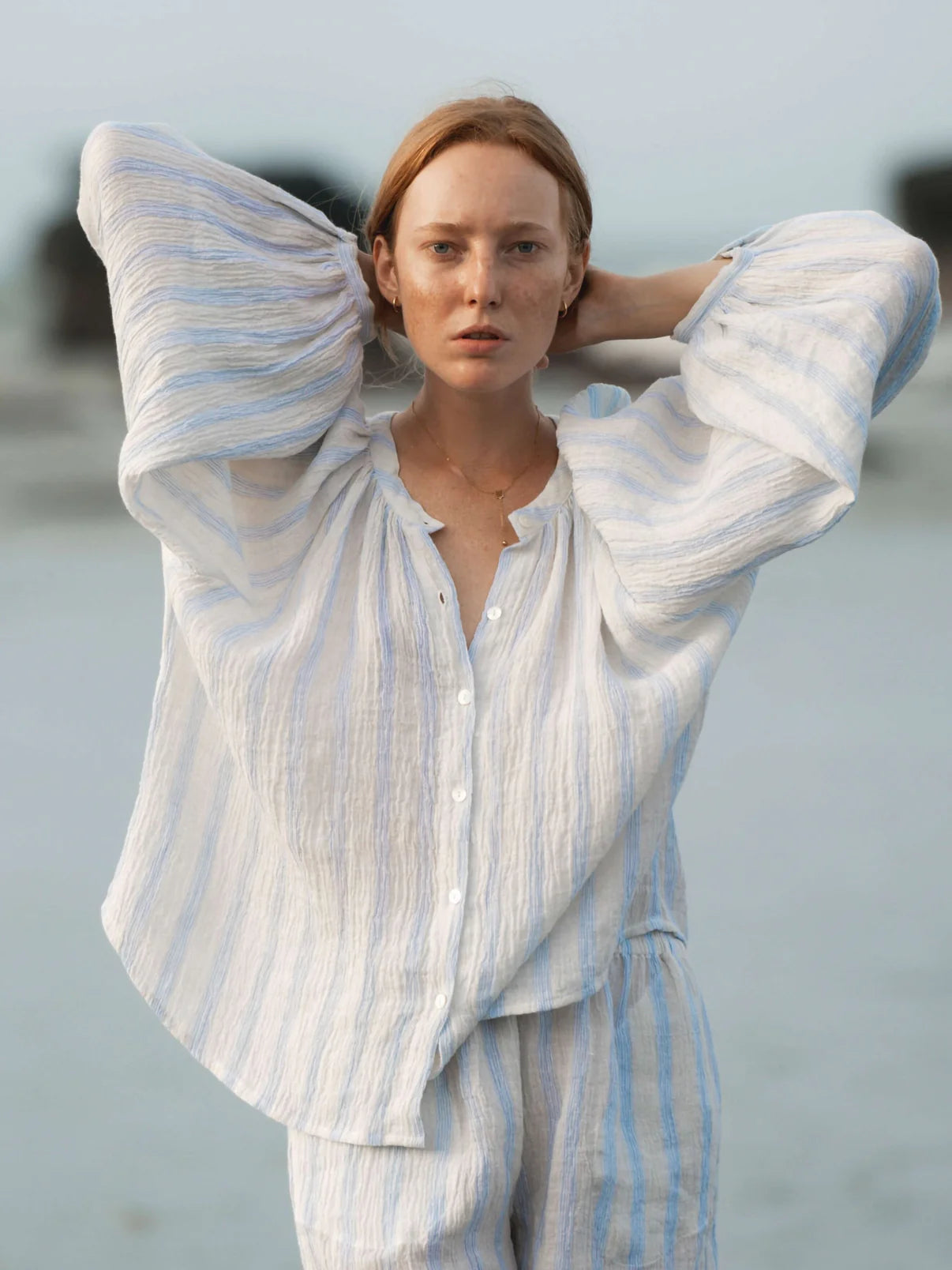 Luciee Linen Crinkle Oversized Blouse
