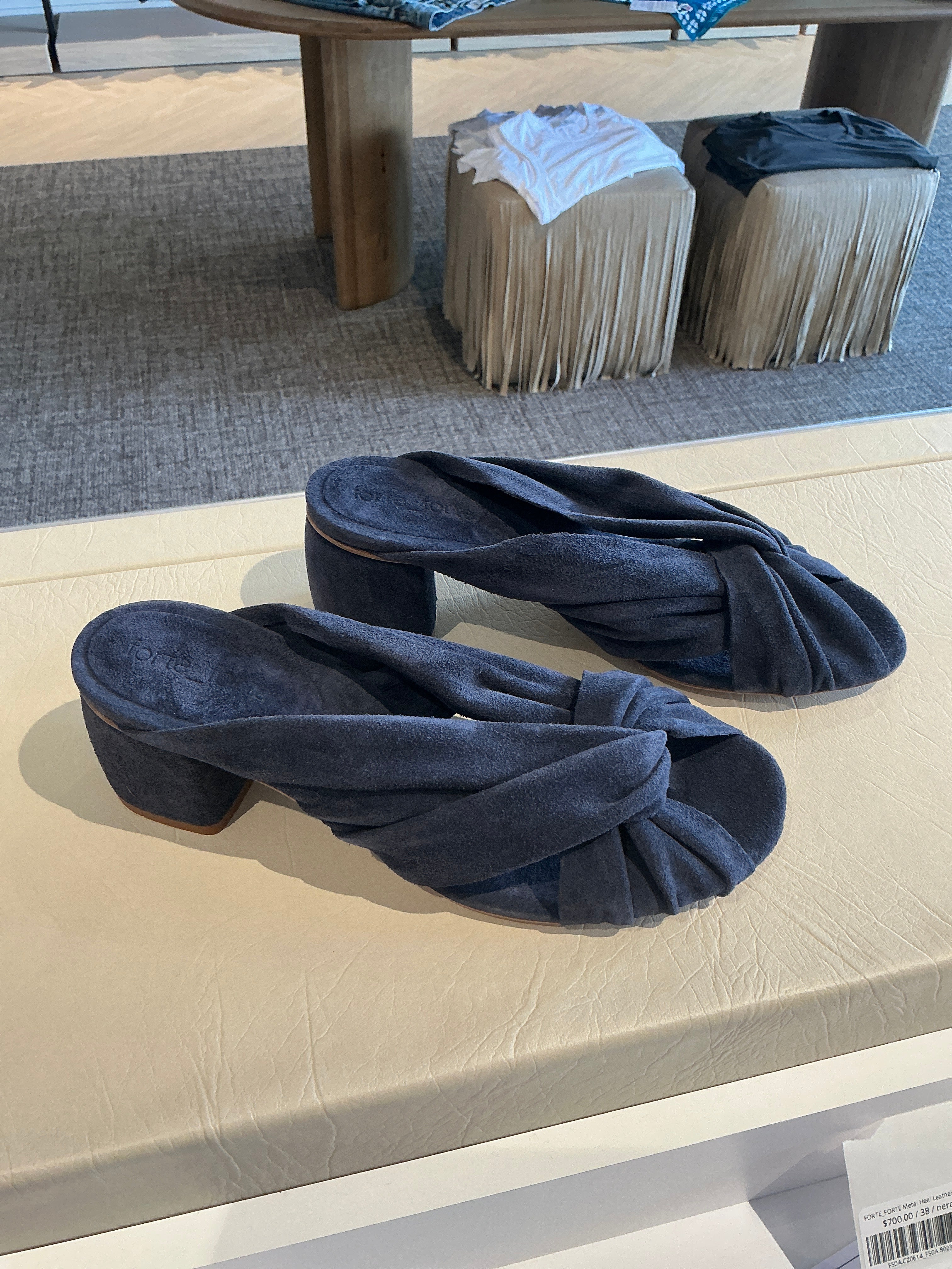 FORTE_FORTE Suede Crossed Sandals