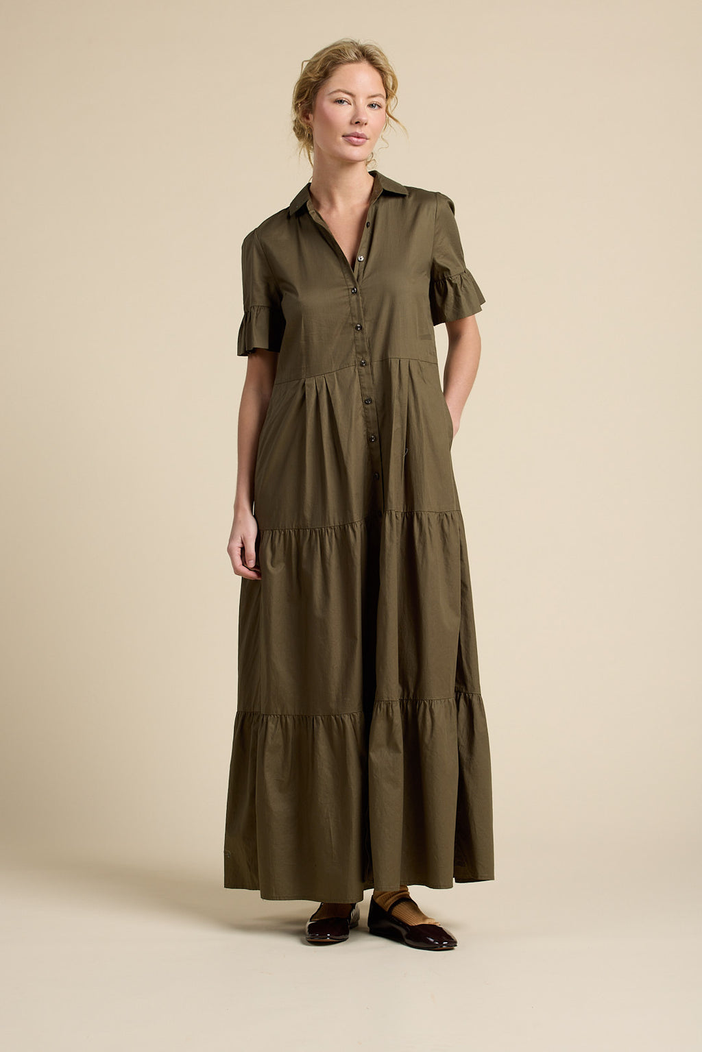 Martine Dress Olive Twill