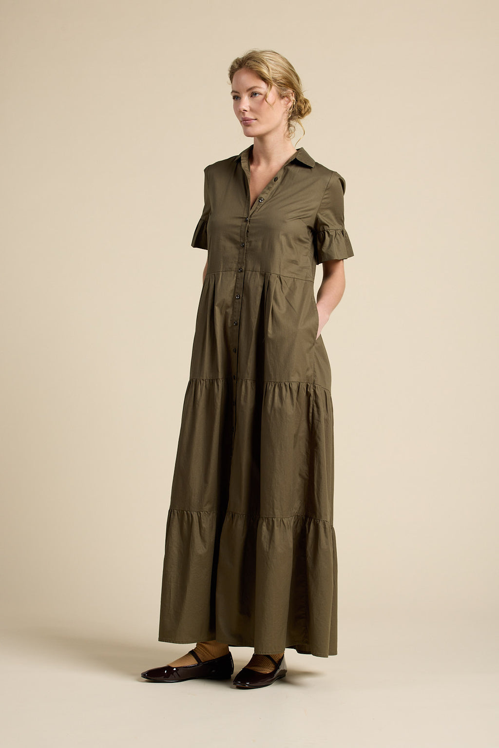 Martine Dress Olive Twill