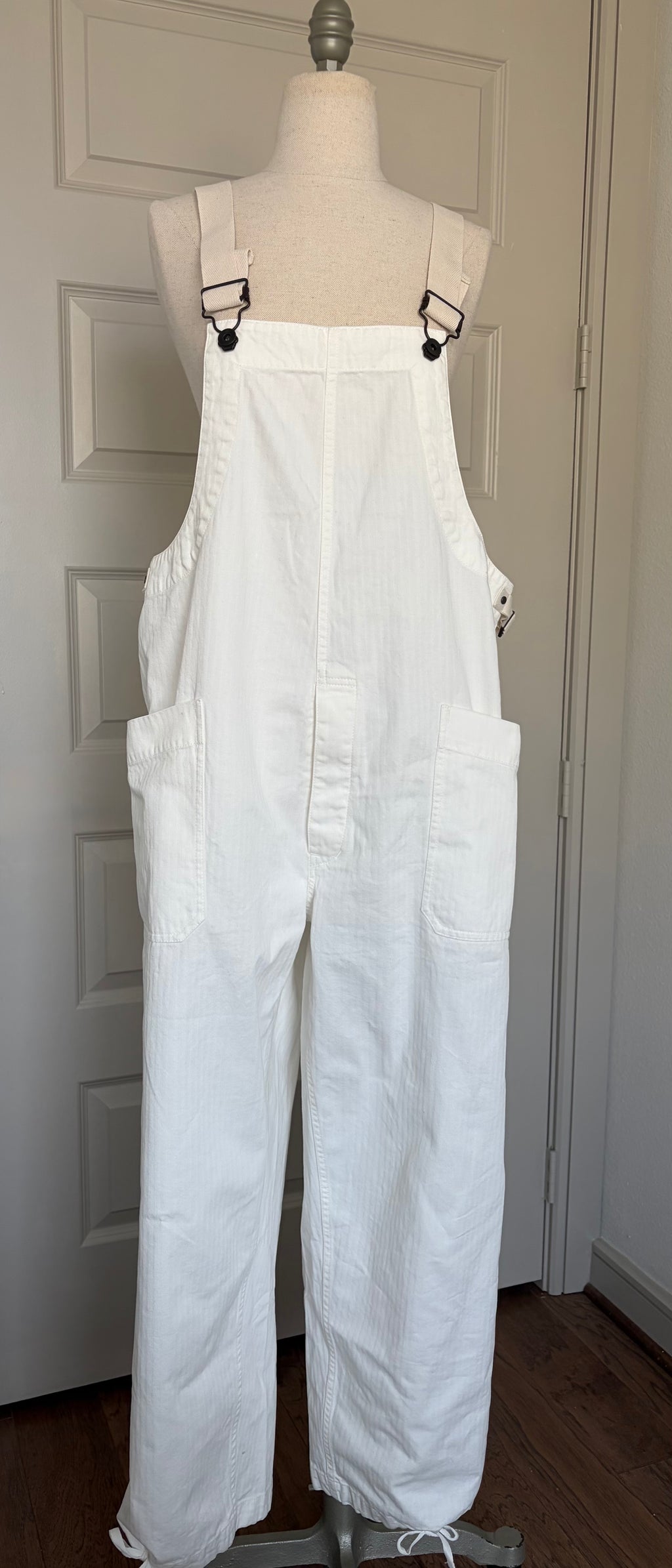 Chimala Herringbone Deck Overall Pant in Off White