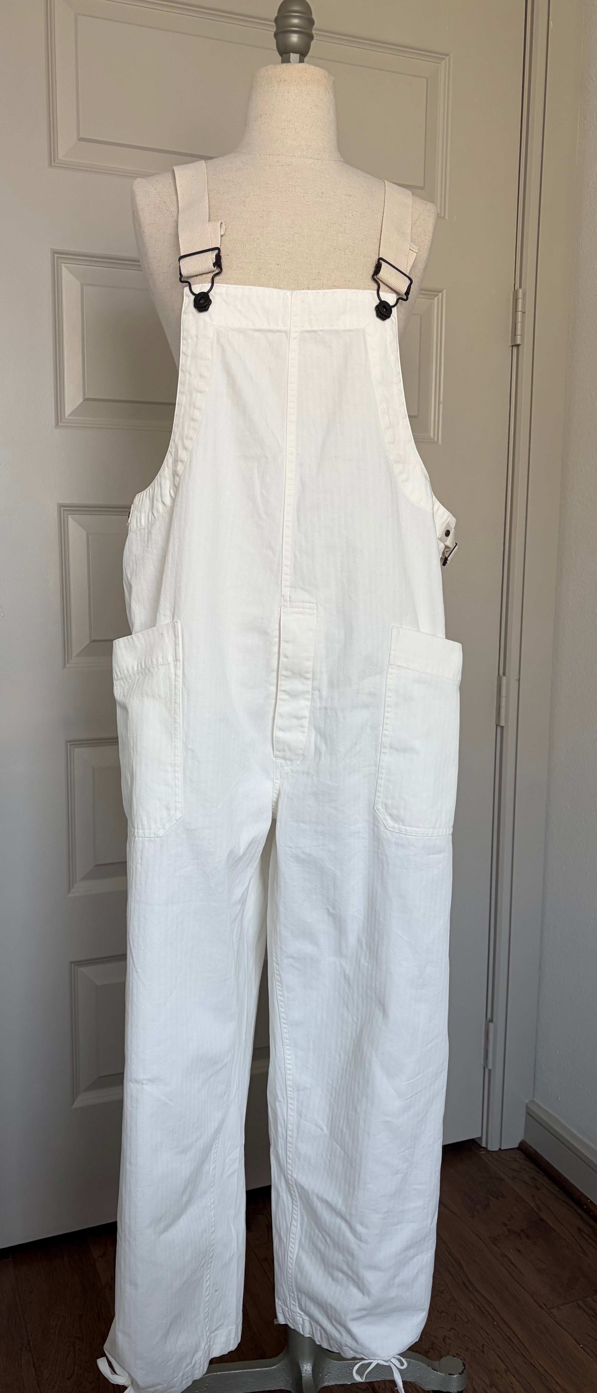 Chimala Herringbone Deck Overall Pant in Off White
