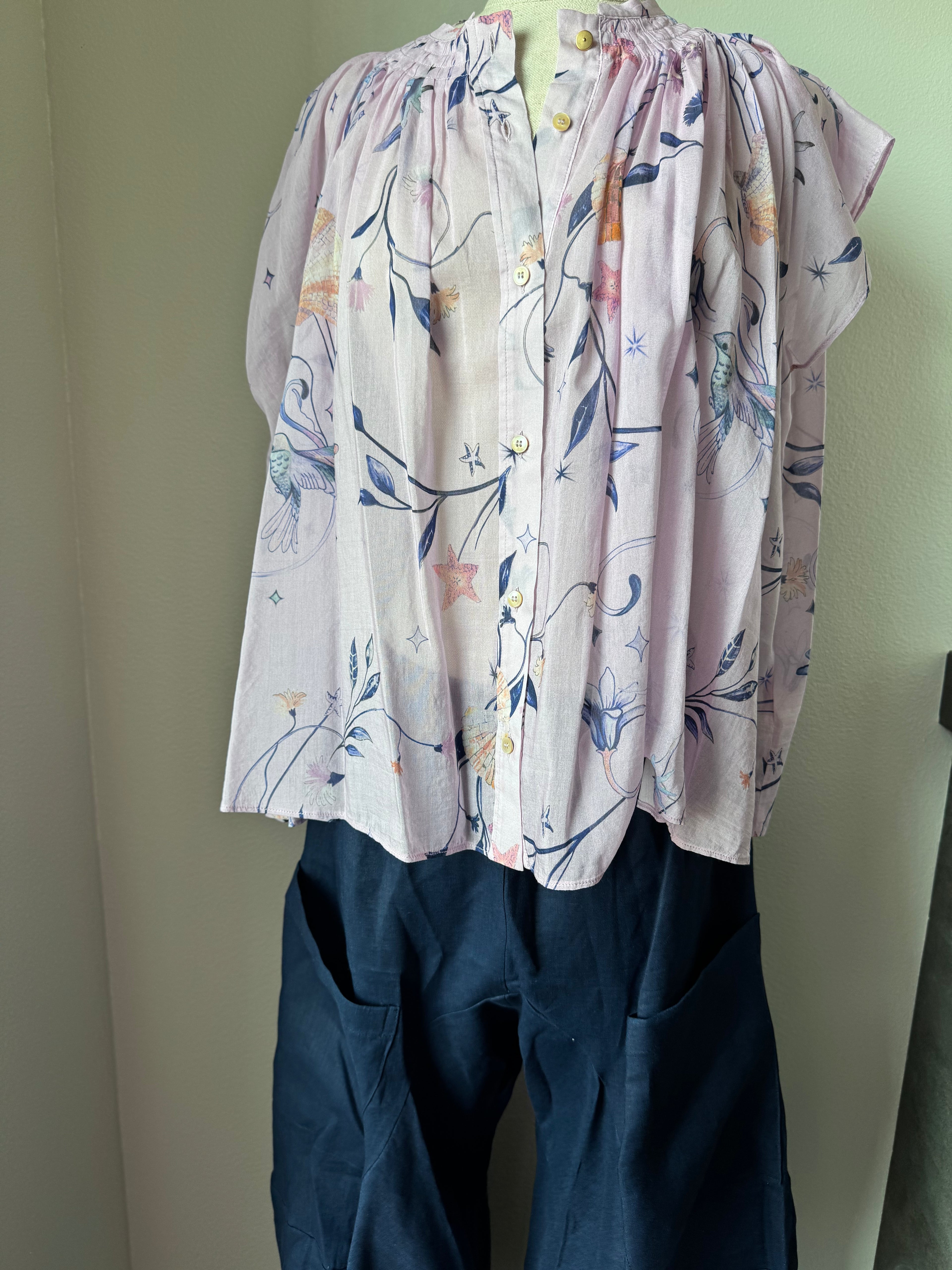 forte_forte Print Voile Sleeveless Shirt