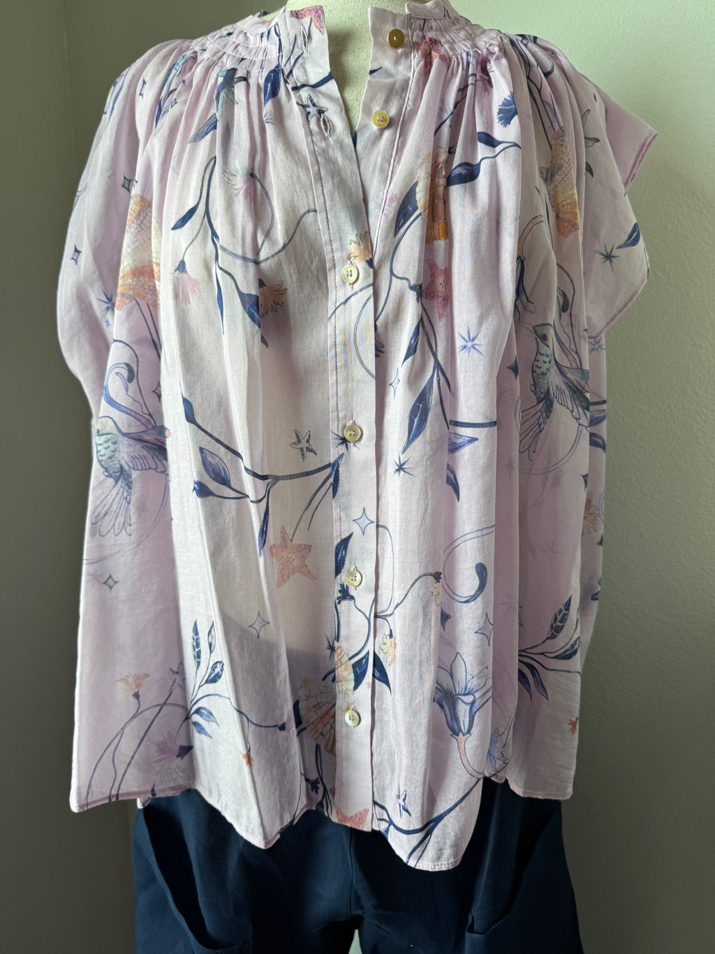 forte_forte Print Voile Sleeveless Shirt