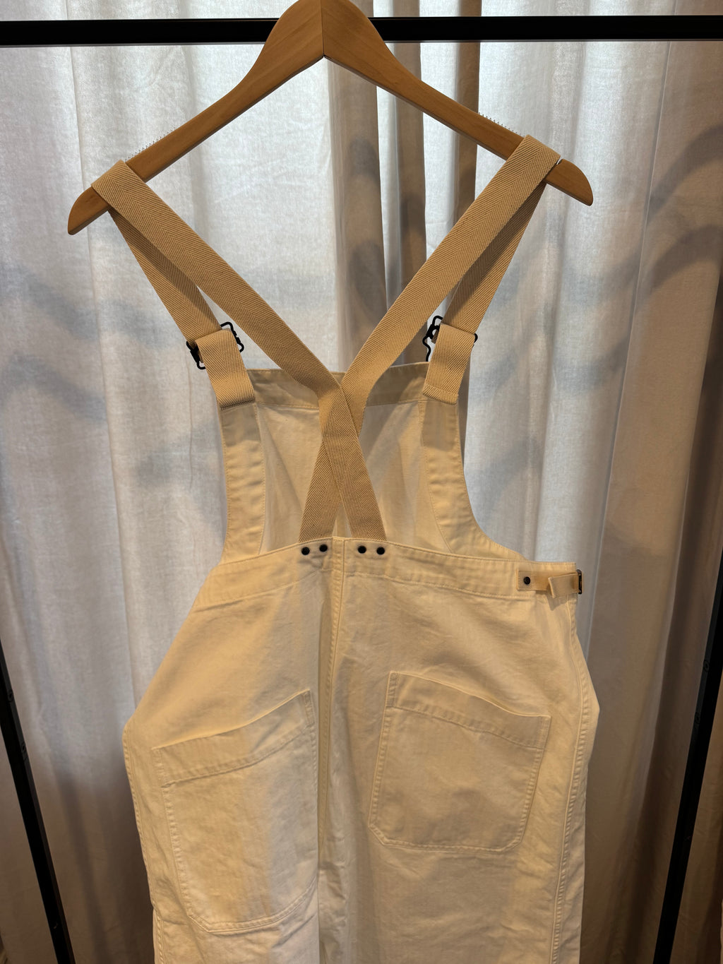 Chimala Herringbone Deck Overall Pant in Off White
