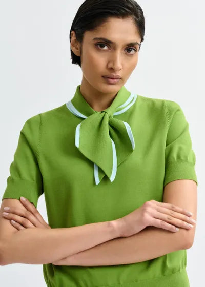 ESSENTIEL ANTWERP JONDA FINE-KNIT POLO WITH SCARF