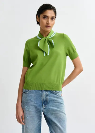 ESSENTIEL ANTWERP JONDA FINE-KNIT POLO WITH SCARF