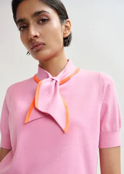 ESSENTIEL ANTWERP JONDA FINE-KNIT POLO WITH SCARF