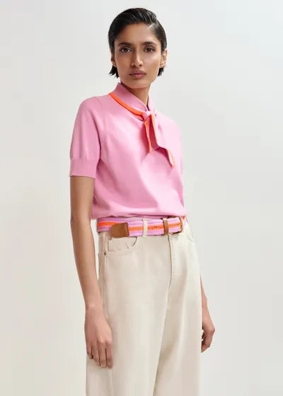 ESSENTIEL ANTWERP JONDA FINE-KNIT POLO WITH SCARF