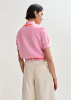 ESSENTIEL ANTWERP JONDA FINE-KNIT POLO WITH SCARF