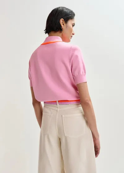 ESSENTIEL ANTWERP JONDA FINE-KNIT POLO WITH SCARF