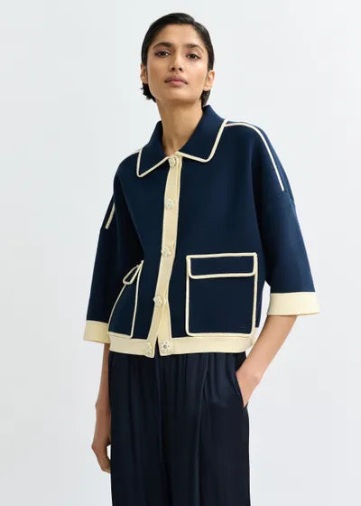 ESSENTIEL ANTWERP JUGLY KNIT CARDIGAN NAVY