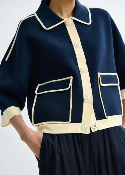 ESSENTIEL ANTWERP JUGLY KNIT CARDIGAN NAVY