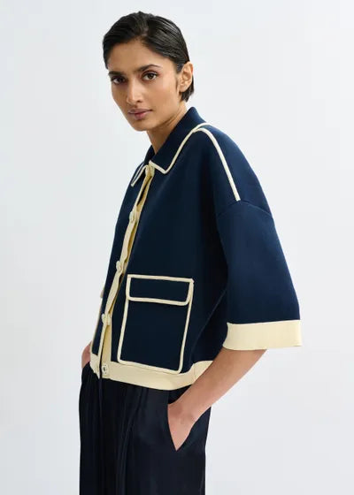 ESSENTIEL ANTWERP JUGLY KNIT CARDIGAN NAVY