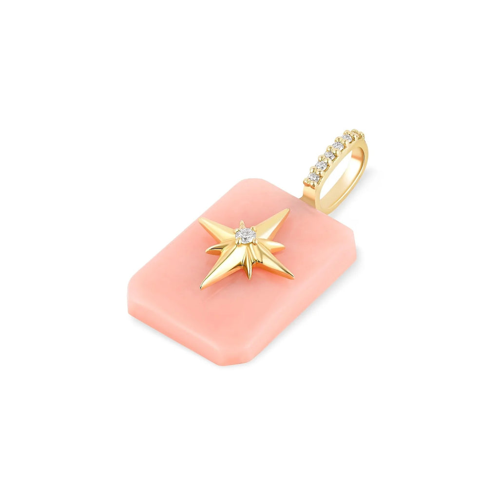 Kate Collins Emerald Cut Starburst Pendant Pink Opal