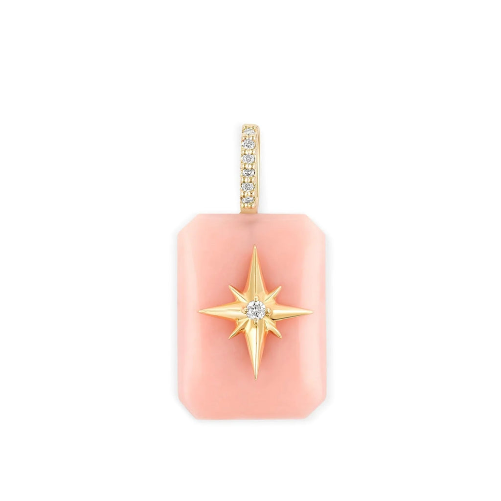 Kate Collins Emerald Cut Starburst Pendant Pink Opal