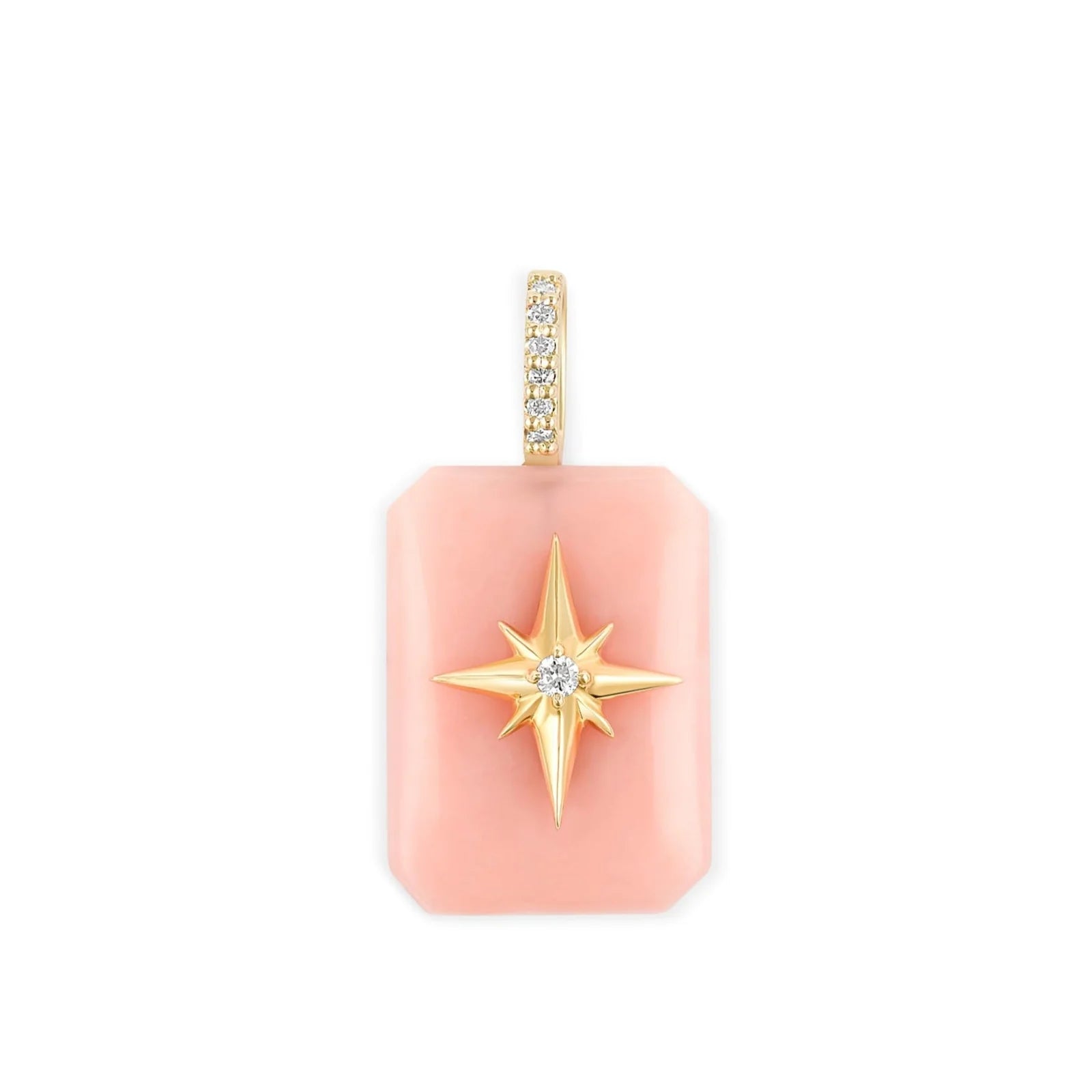 Kate Collins Emerald Cut Starburst Pendant Pink Opal