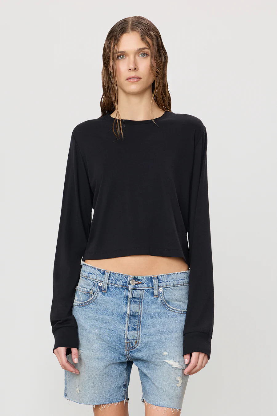 Eterne Long Sleeve Boxy Tee Black