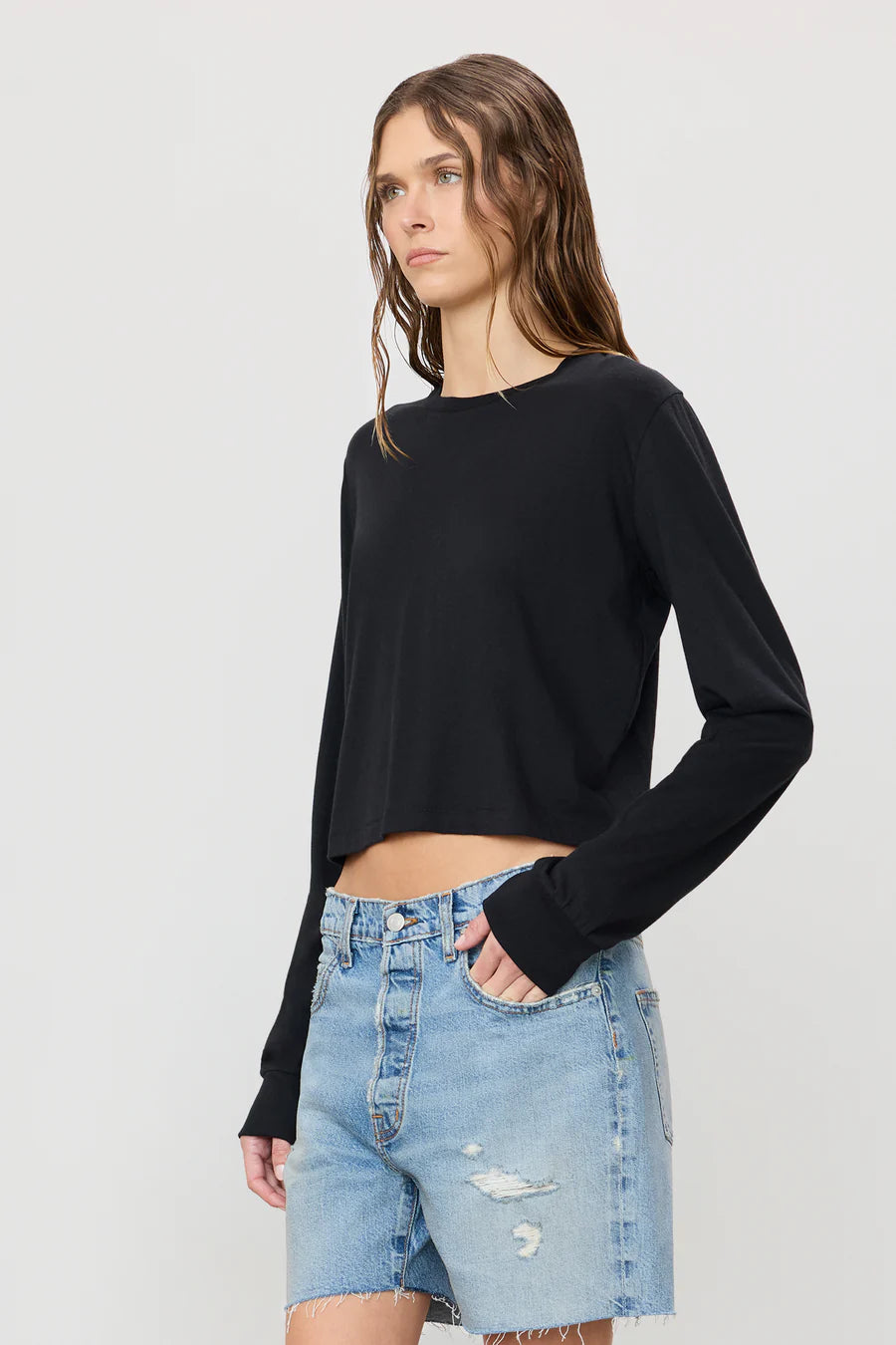 Eterne Long Sleeve Boxy Tee Black