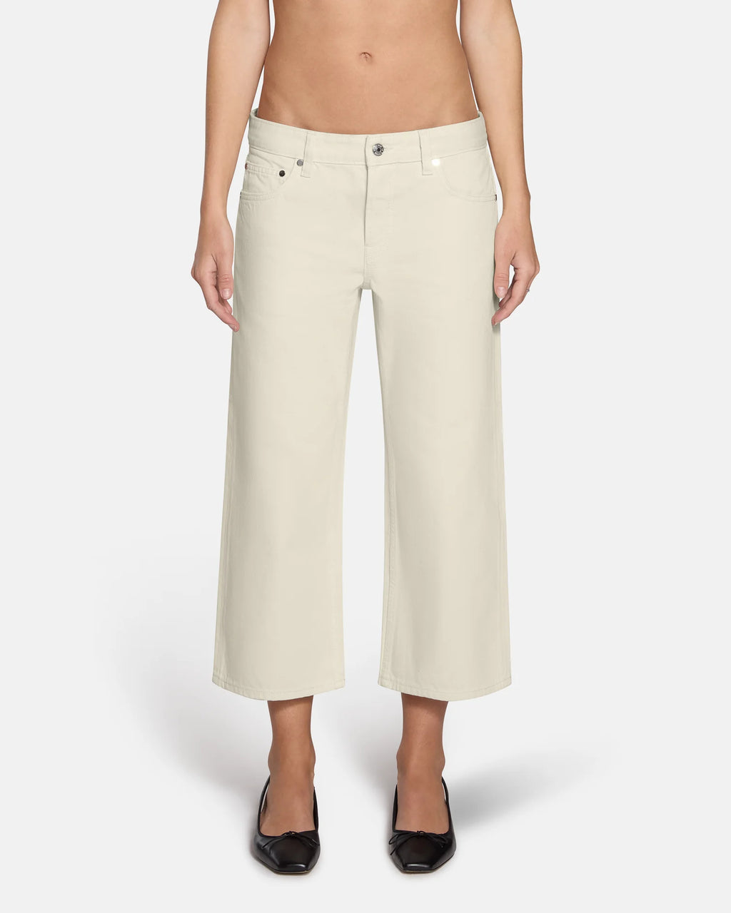 EB Denim Low Rise Baggy Capri Bone