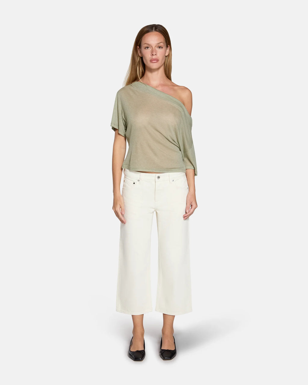 EB Denim Low Rise Baggy Capri Bone