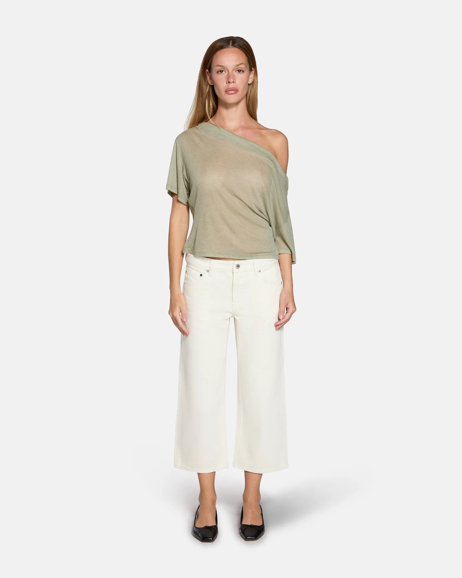 EB Denim Low Rise Baggy Capri Bone