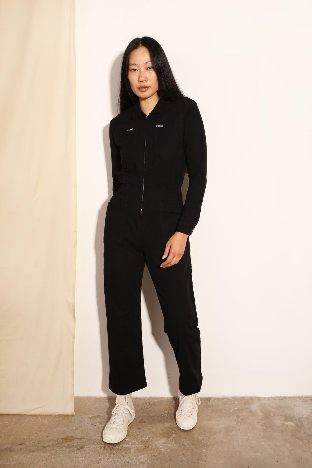 Danny Stretch Canvas Boilersuit Black