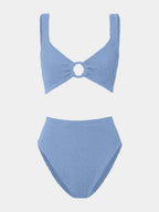 Hunza G Nadine Bikini with Tonal Hoop Cornflower