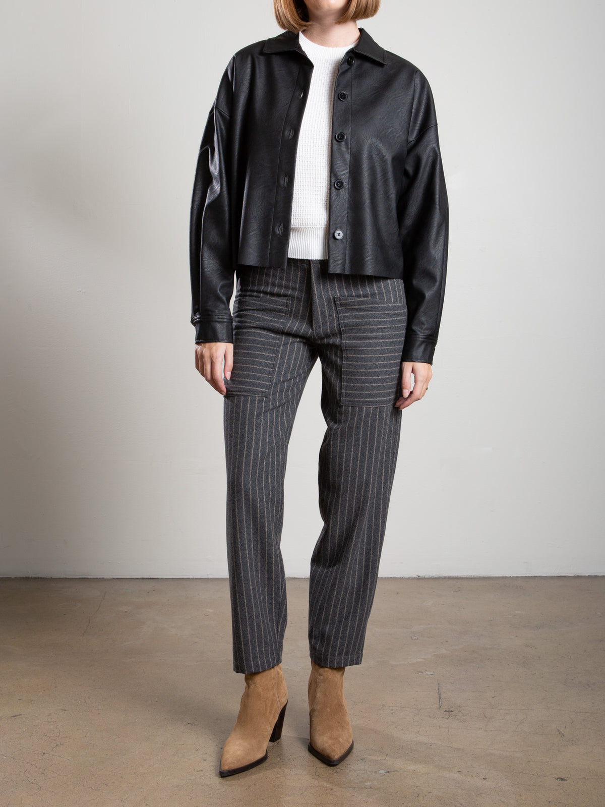 Ezra Pant In Wool Pinstripe