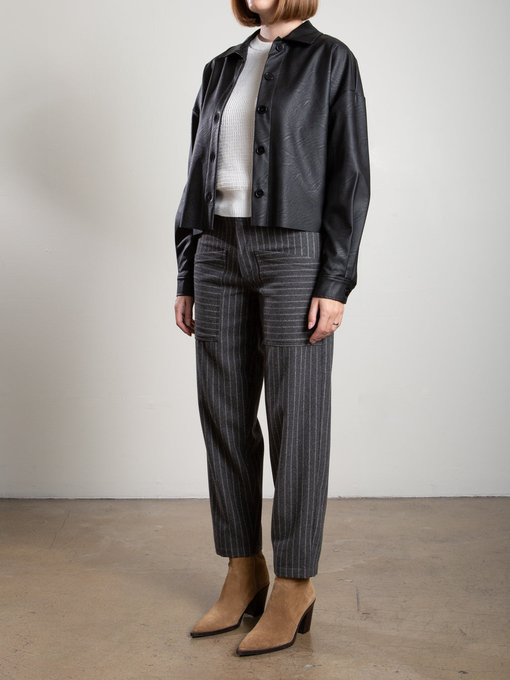 Ezra Pant In Wool Pinstripe