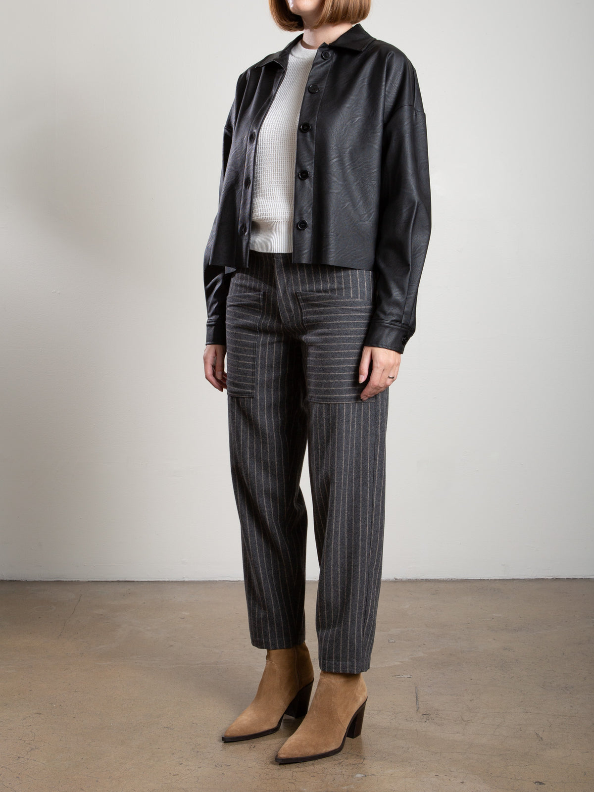Ezra Pant In Wool Pinstripe