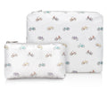 Hi,Love Set of Two Zipper Pouches Colorful Bicycles