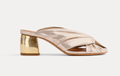 forte_forte Golden Heel Laminated Leather Crossover Sandal