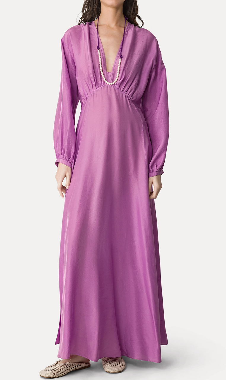forte_forte Habotai Silk Long Sleeve Dress
