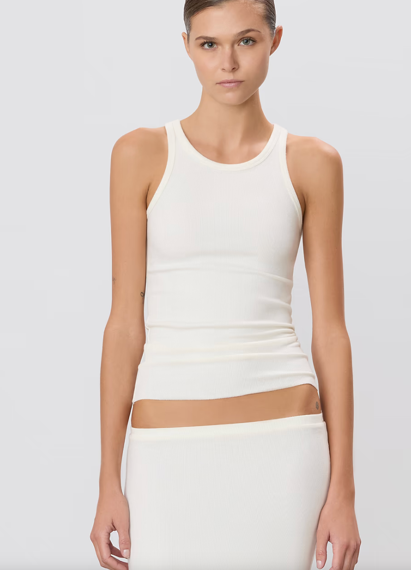 Eterne Butter Rib High Neck Fitted Tank
