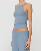 Eterne Butter Rib High Neck Fitted Tank
