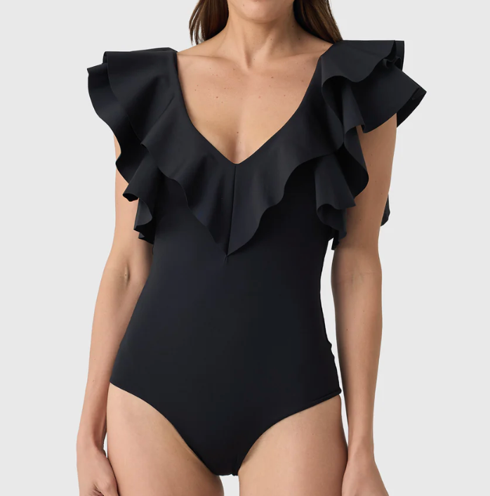 Maygel Coronel Santa Onepiece Flutter Sleeve Swimsuit